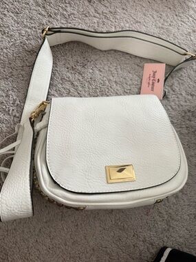Juicy Couture White Leather Crossbody with Gold Hardware